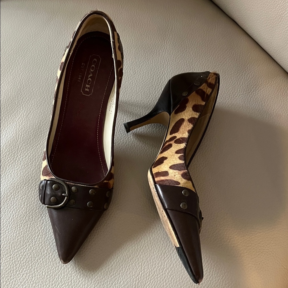 Coach Brown and Leopard Print Heels